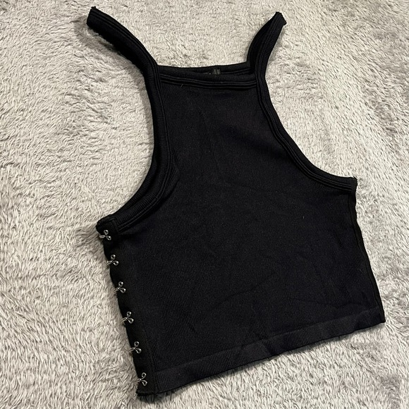 Forever 21 Tops - Forever 21 Babydoll Crop Tank Top Hook Eye Women's Junior's‎ M/L Black